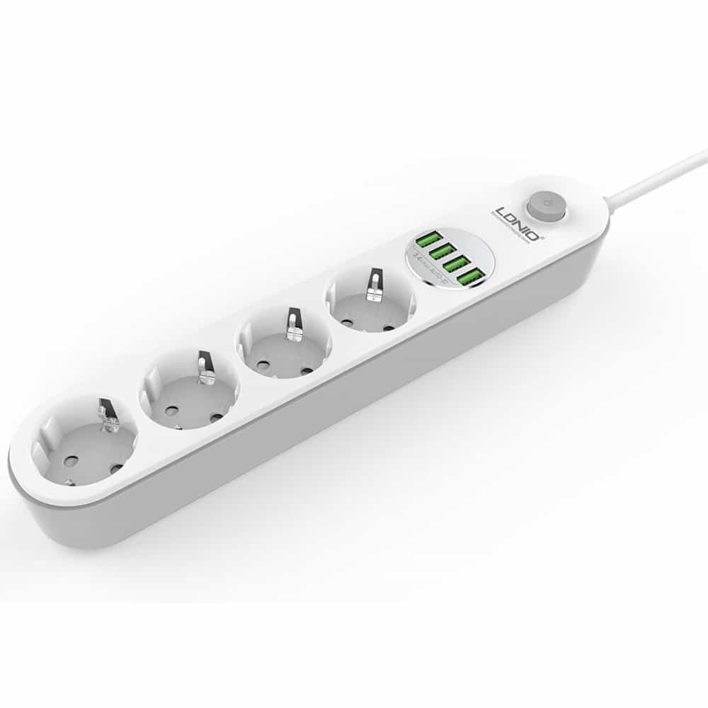 LDNIO SE4432 4 EU Plug + 4 USB plug Max 2500W 2M White